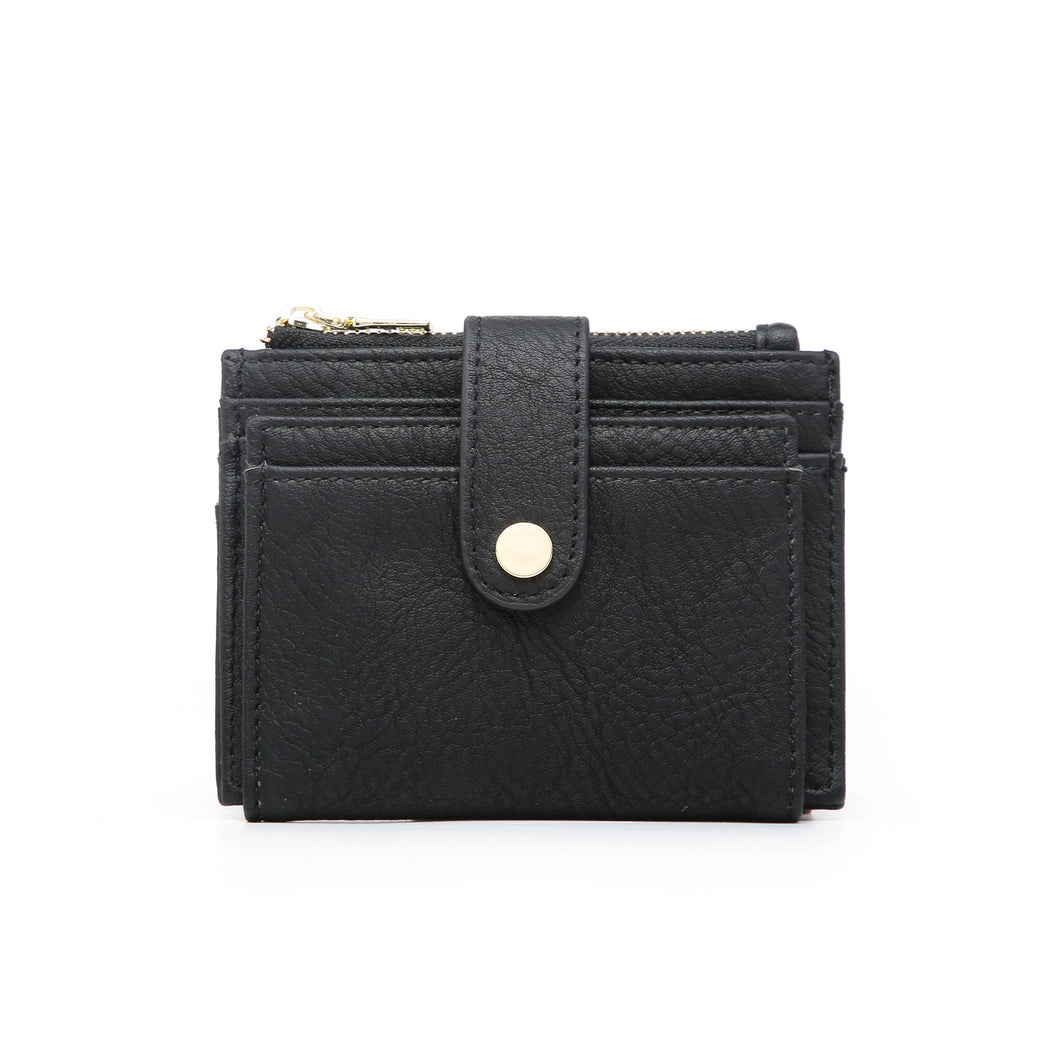 Sam Mini Snap Wallet/Card Holder - Black