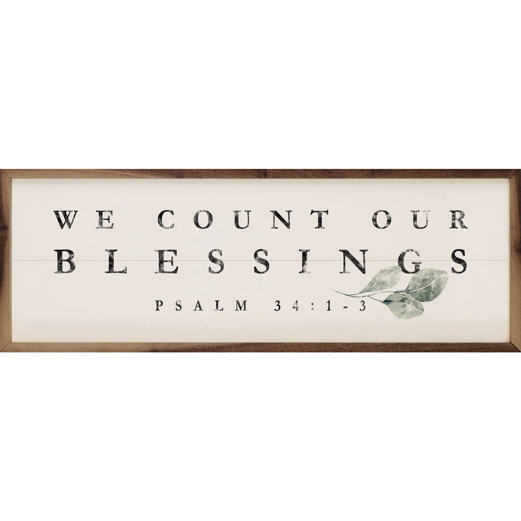 We Count Our Blessings Greenery Psalm 34 1 3 White