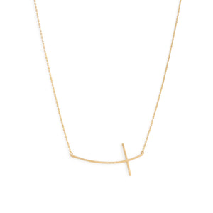Side Cross Gold Plated Necklace