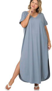 Comfy Girl Tee Dress | Slate Blue