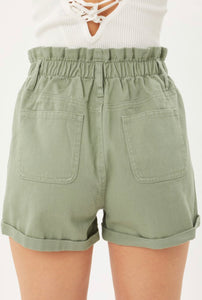 Paper Bag Waist Shorts | Olive