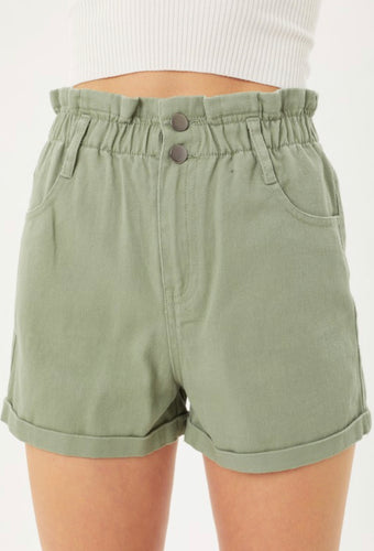 Paper Bag Waist Shorts | Olive
